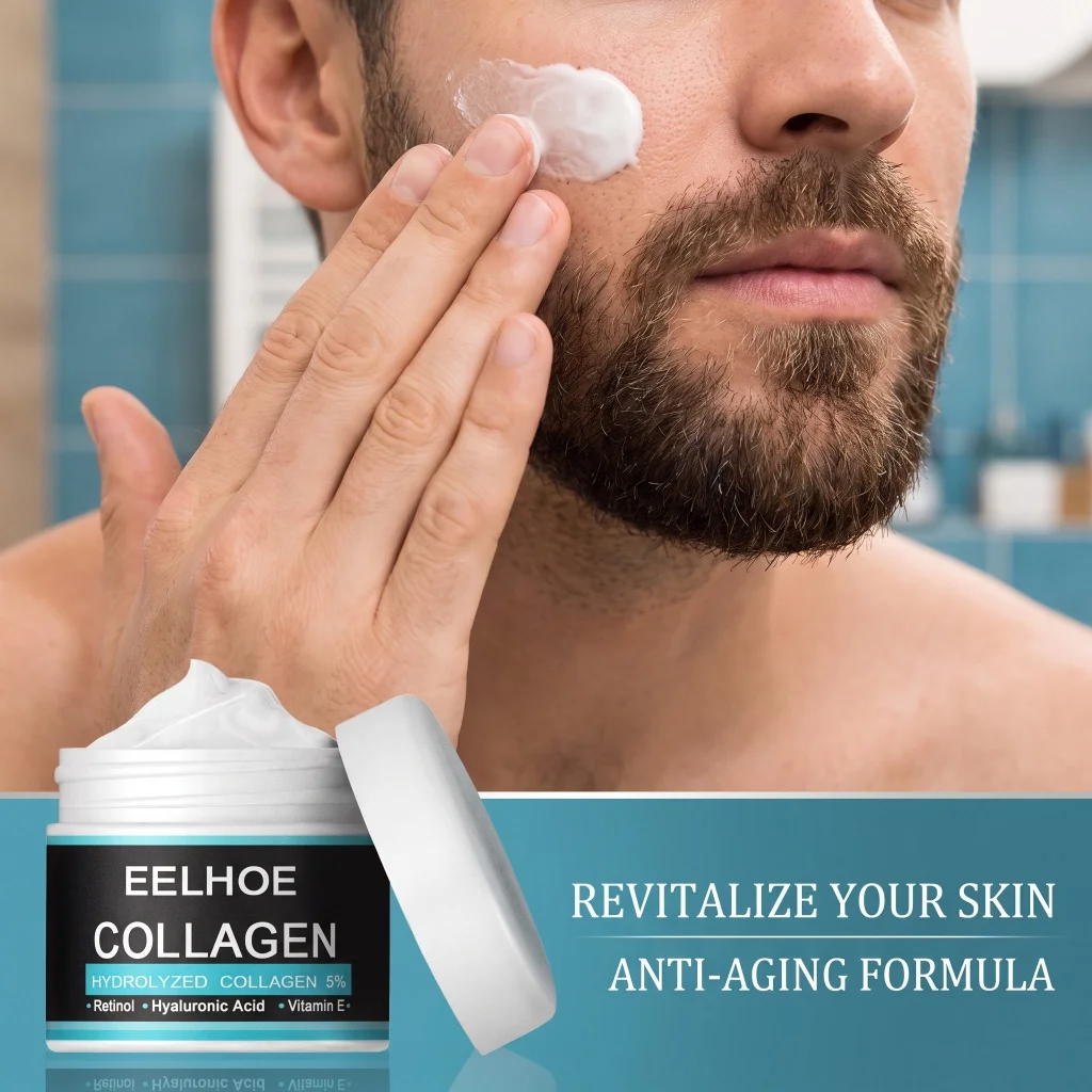 30g Male Collagen Hydrating Cream Hyaluronic Acid Anti Wrinkle Firm Lift Moisturizing Revitalize Tired Dull Facial Skin