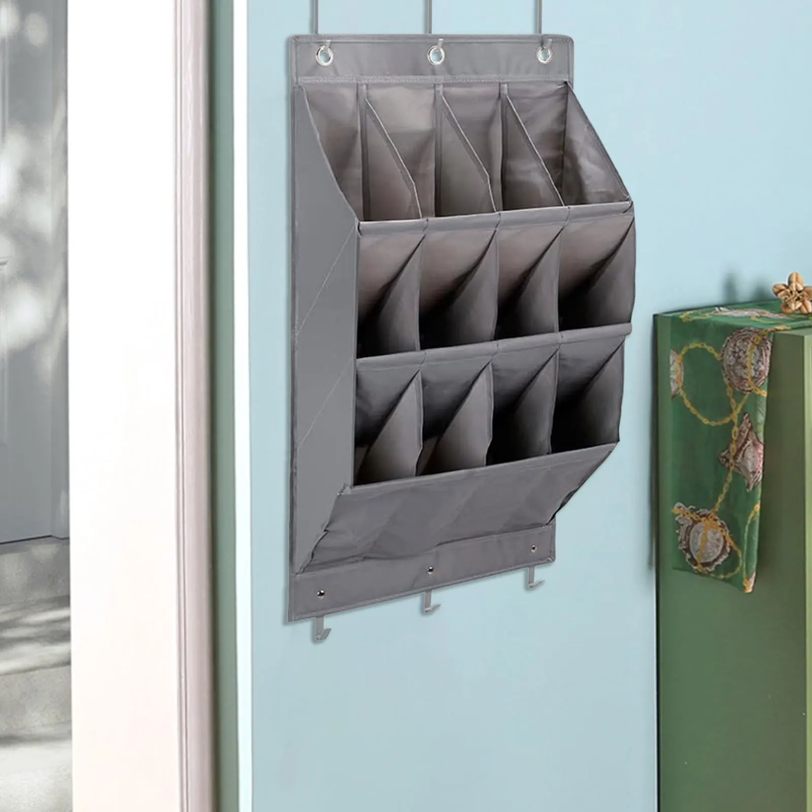 Oxford Cloth Hanging Shoe Rack with 3 Hooks Foldable Over the Door Shoe Organizer Hanging Storage Bag