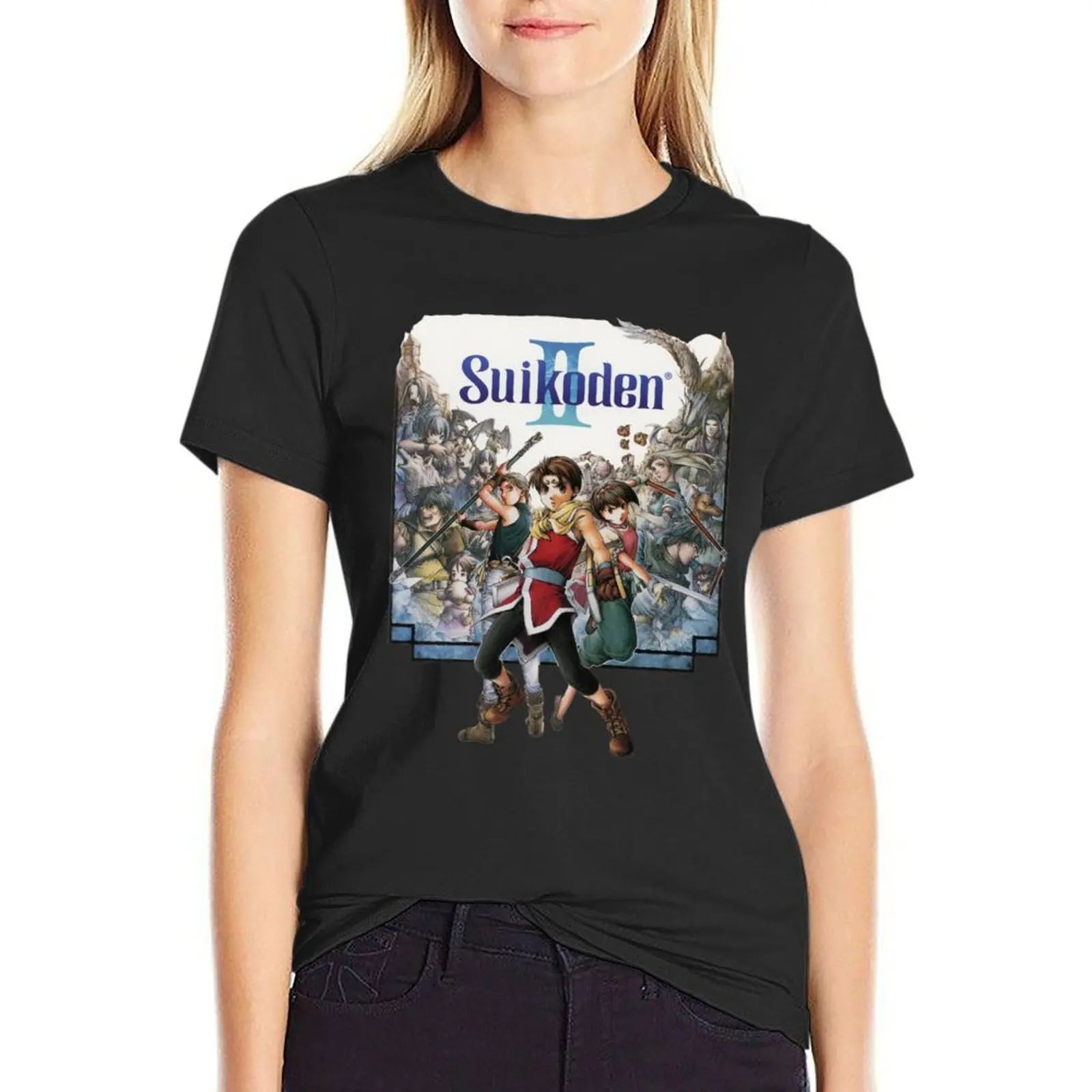 Camiseta Suikoden II para mujer, ropa de verano con estampado de animales, ropa estética de gran tamaño, camisas de entrenamiento