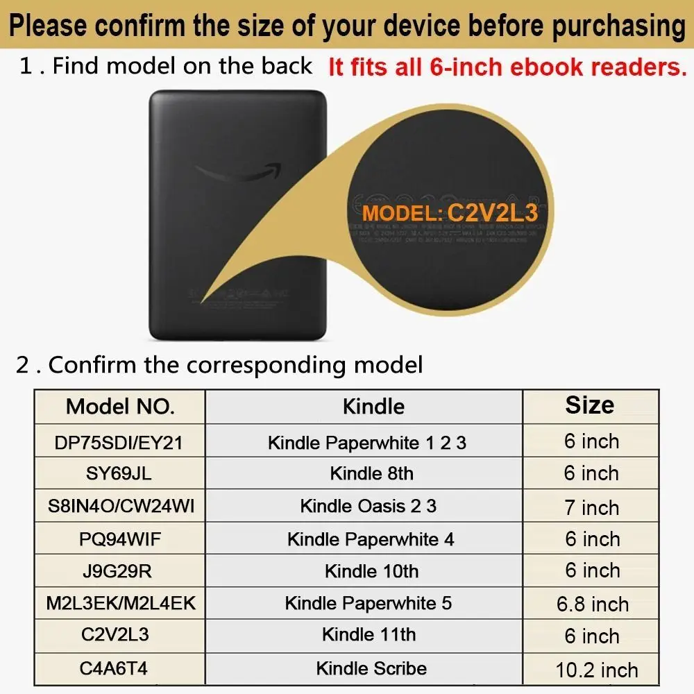 C2V2L3 6 inch e-Reader Sleeve 11th Generation Insert Cover Storage Bag Shockproof Portable for Kindle Paperwhite 1/2/3/4