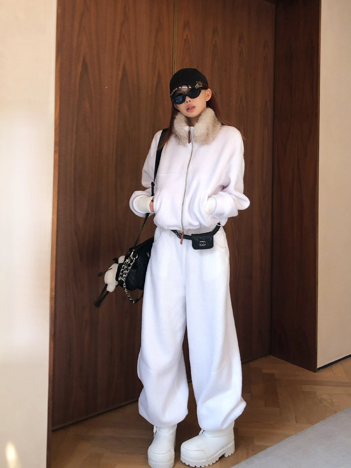 

Теплый флисовый женский повседневный комплект: свободные брюки и топ, осенне-зимний термокостюм из двух предметов, удобная одежда для отдыха