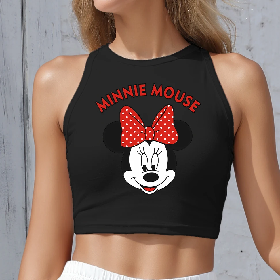 

Mickey Crop Top Summer Woman Clothes Mickey Mouse Y2k Print T-shirts Cartoon Slim Fit Women's Disney Fashion 2025 Sexy Tank Tops