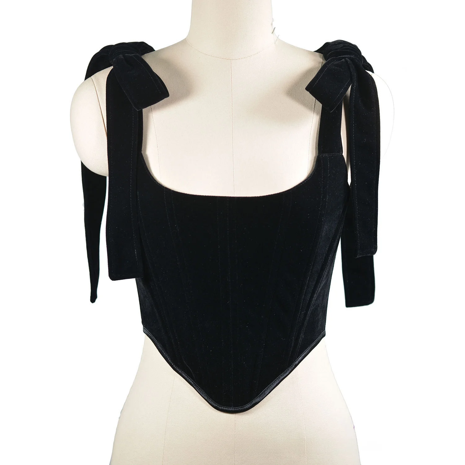 beaushare--chaleco-de-terciopelo-negro-con-diseno-de-espina-de-pescado-doble-capa-sexy-con-lazo-en-la-espalda-para