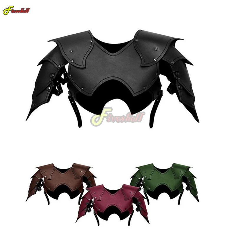 

Men Medieval Halloween Steampunk Knight Warrior Shoulder Armors PU Leather Gothic Shoulder Pauldrons Party Cosplay Costumes