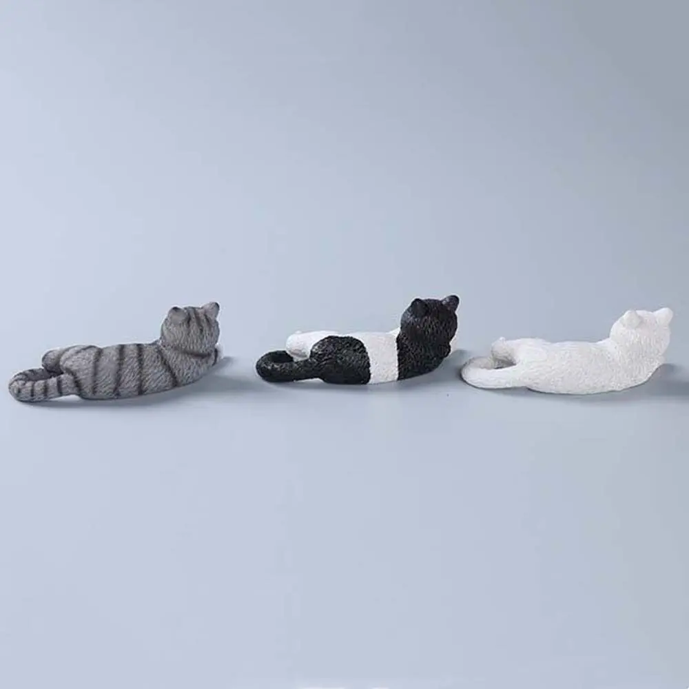 

Очаровательная миниатюрная фигурка кошки: мультяшная модель котенка, имитация лежащей кошки из смолы, статуэтка домашнего питомца