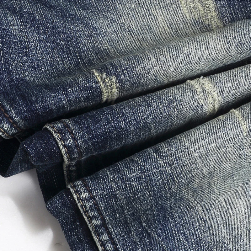 Italian Fashion New Men's Jeans Laundry Nostalgic Stretch Slimming Light Blue Jeans Designer Straight Leg HOMBRE