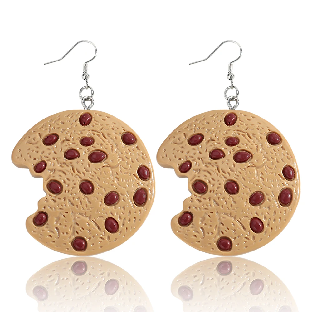 Pendientes Colgantes Creativos de Acrílico con Forma de Galleta Ormosia para Mujer, Pendientes de Resina con Forma de Galleta, Joyería Divertida para Regalo