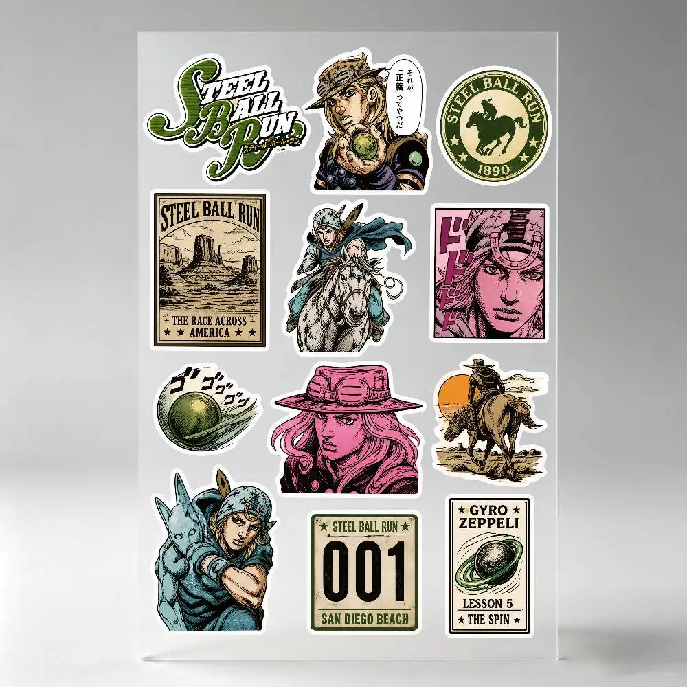 Japanese Anime Steel Ball Run Stickers Auto Body Bumper Windows Motorcycle Laptop Walls Vinyl Decal Car Tuning Accessories