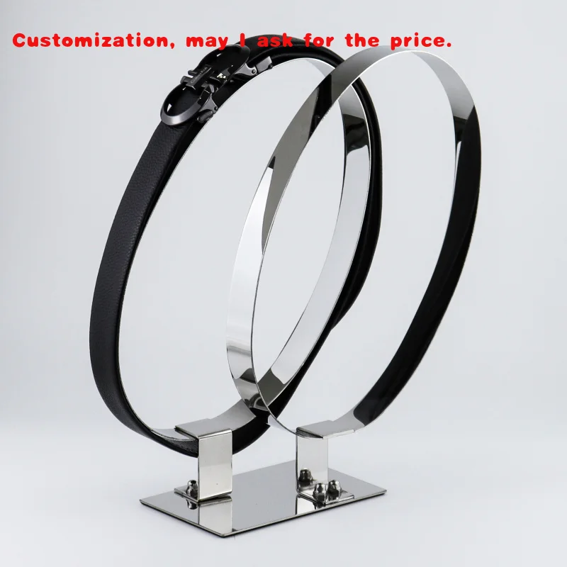 custom.Modern Stainless Steel Belt Display Rack Adjustable Height Detachable Belt Loops Easy Assembly Retail Sh