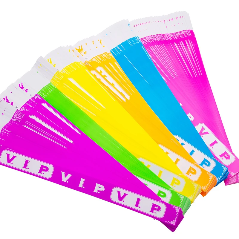 {MX} 100 Stück VIP Neon-Armbänder aus fluoreszierendem Papier, wasserdichte Einweg-Armbänder für Partys, Musik, Festivals und Veranstaltungen – Detail 4
