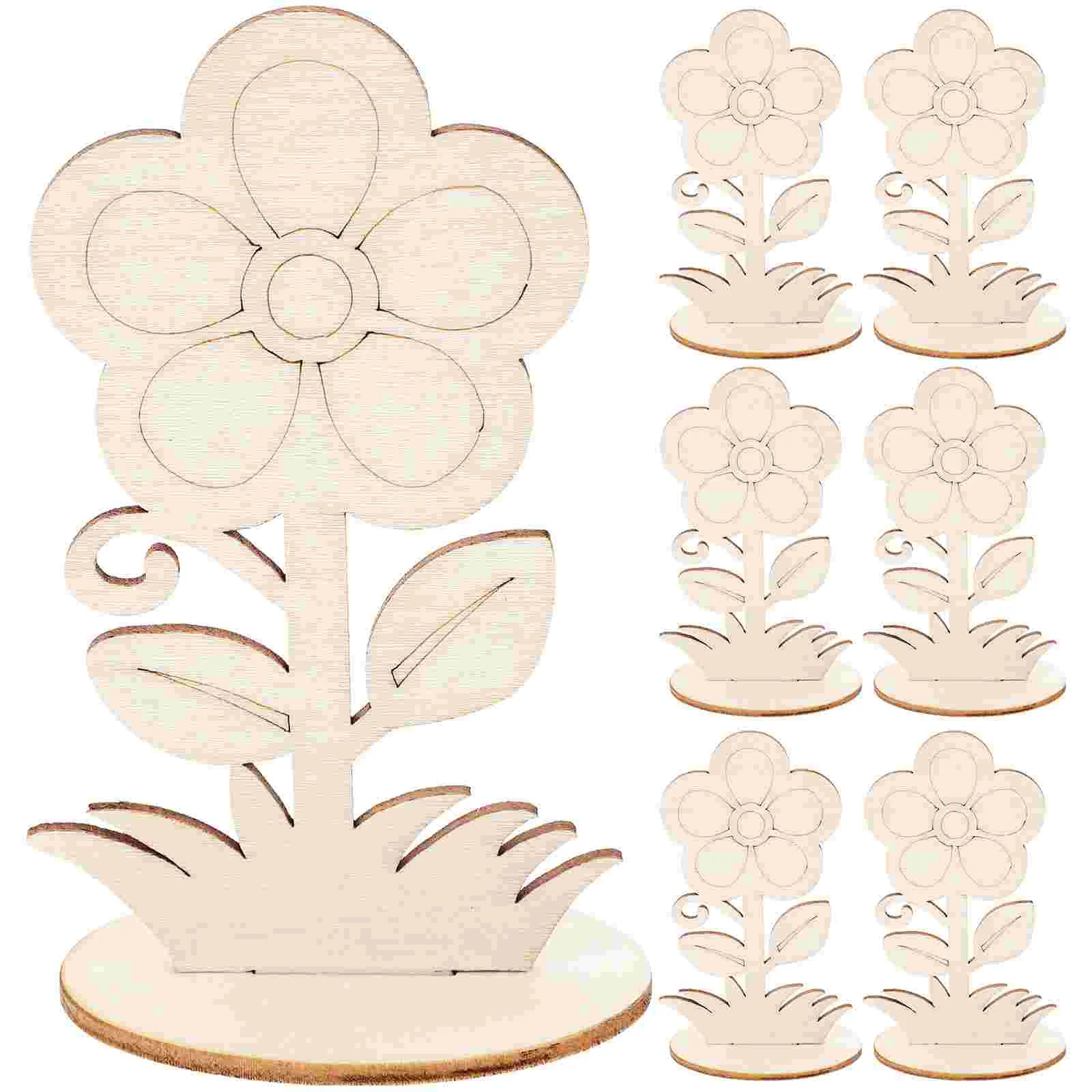 

12 Pcs Painted Flower Ornaments Wooden Flowers to Your Own Crafts Unfinished Cutouts for Supplies Decoration