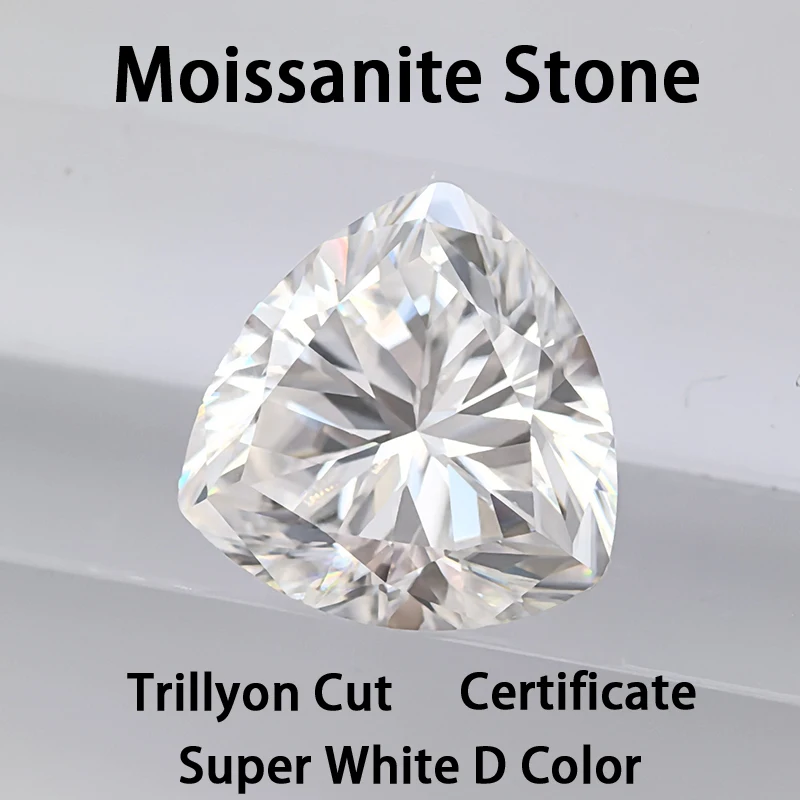 Moissanit-Stein, Trillion-Schliff, Superweiß, D-Farbe, VVS1, für DIY-Schmuckherstellung, Ring, Halskette, Ohrringe, Hauptmaterialien, Zertifikat – Detail 1