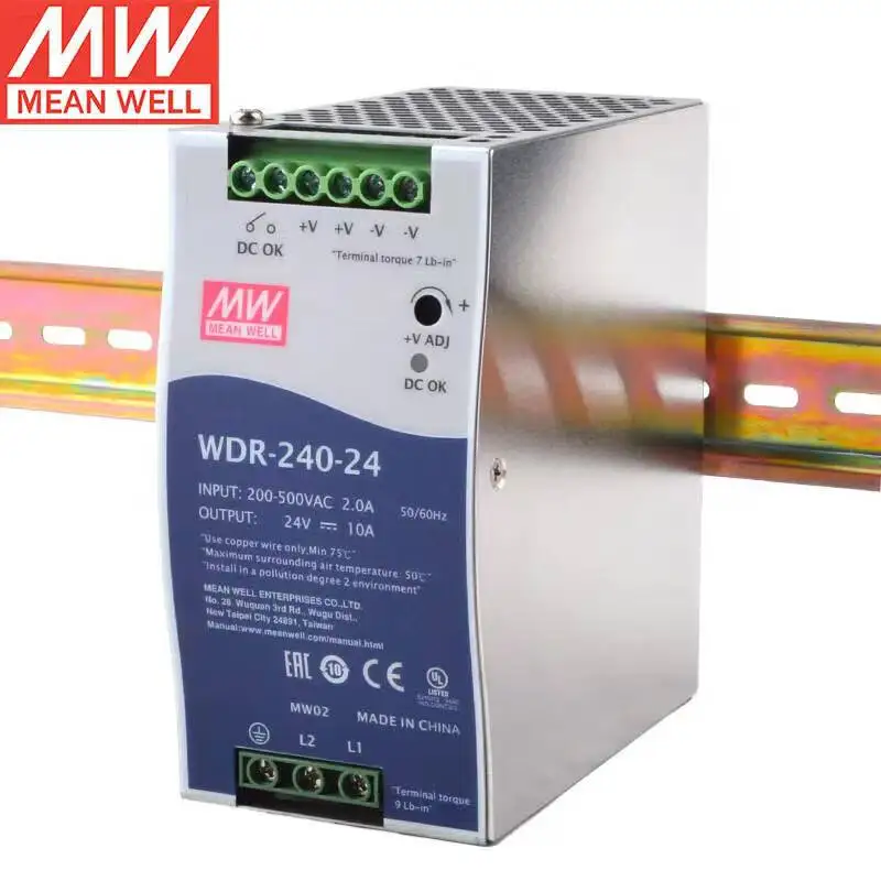 Taiwan meanewll WDR-240-24 24V10A 240W Single Output Industrial DIN RAIL power Supply driver Brand New Original Authentic