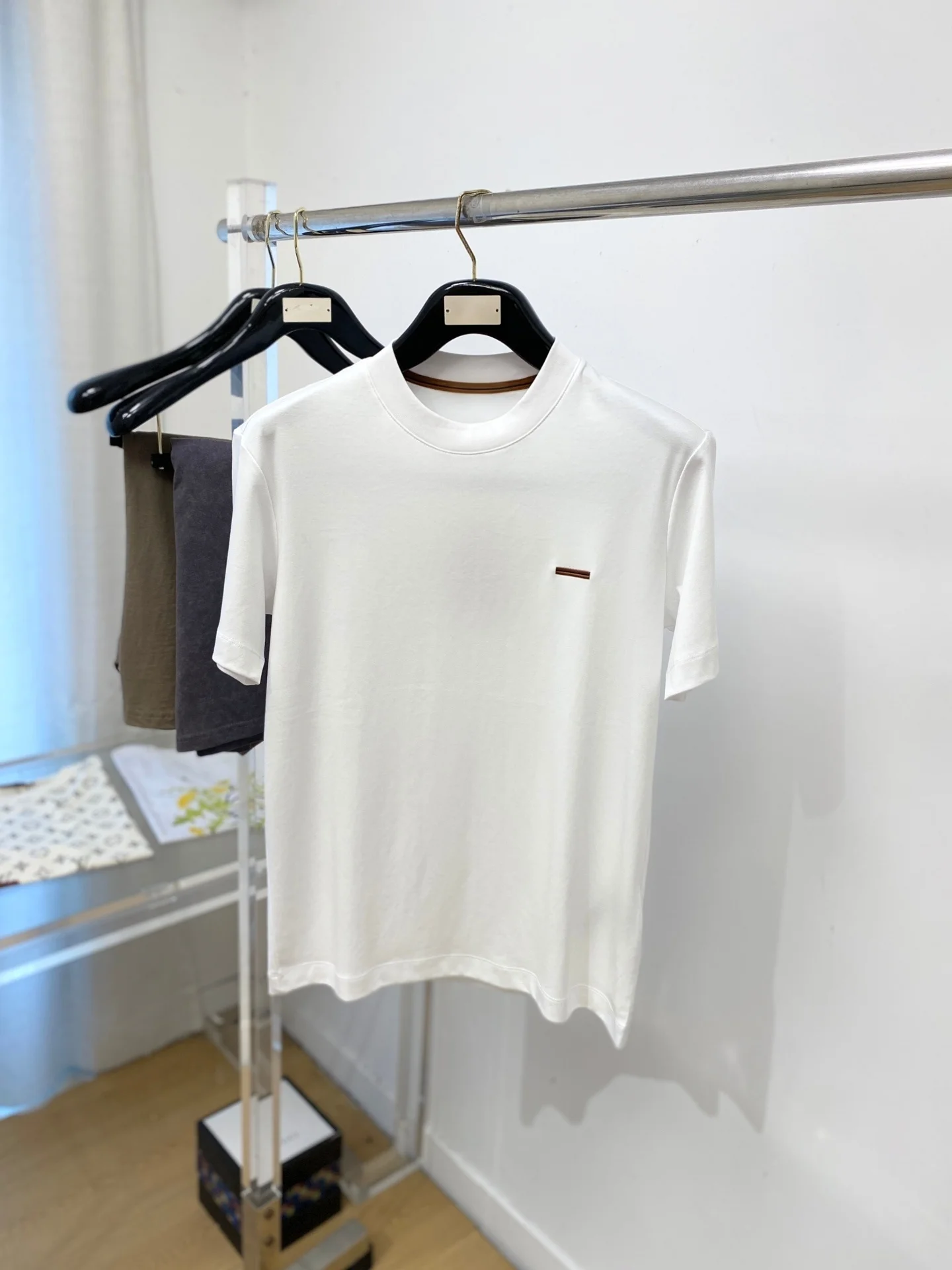 

Italian Style Men's Short Sleeve T-Shirt round Neck Embroidered Silk Cotton Fashionable Summer Top Slim Fit Knitted Shirt