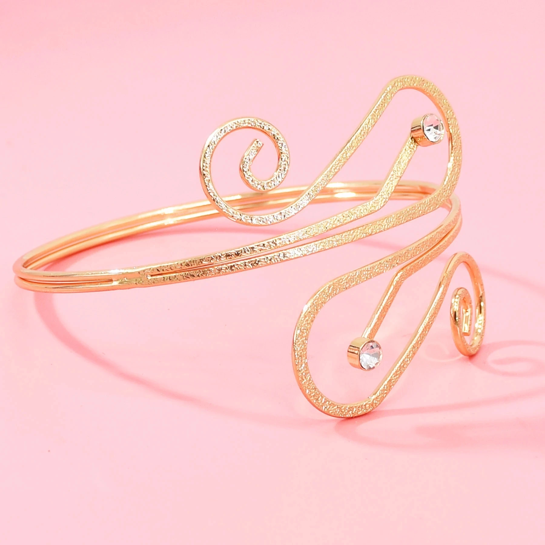 Geometric Vortex Auspicious Cloud Crystal Cuff Bracelet For Women Boho Summer Beach Party Sexy Arm Bracelets Simple Punk Jewelry