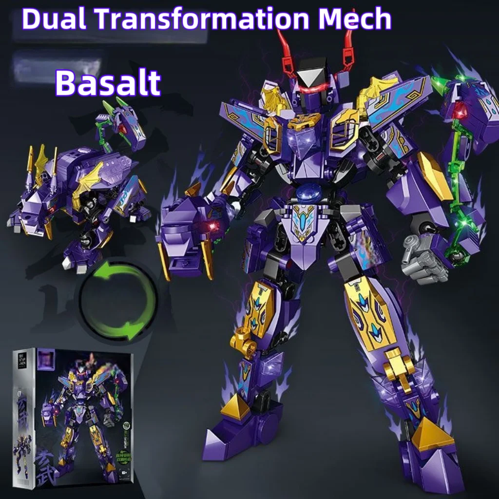 Four Holy Beasts Double Transformation Robot, Puzzle Assembly Children's Toy, Character Model, Children's Birthday Gift