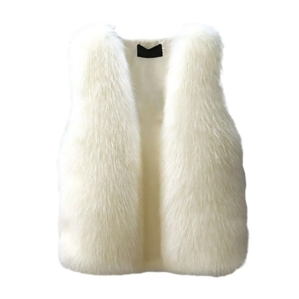 Lady Fuax Fur Waistcoat Stylish Women's Winter Faux Fur Vest Cozy Fluffy Cold Resistant Sleeveless Cardigan for A Slim