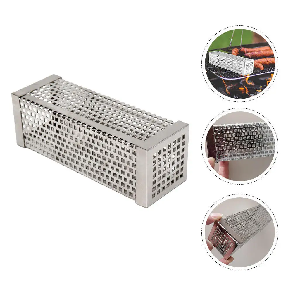 

6 Inch Stainless Steel Square Pellet Tube Bbq Smoker for Gas Charcoal Grills Meat Fish Smoking Flavor Enhancer Grill Accessories