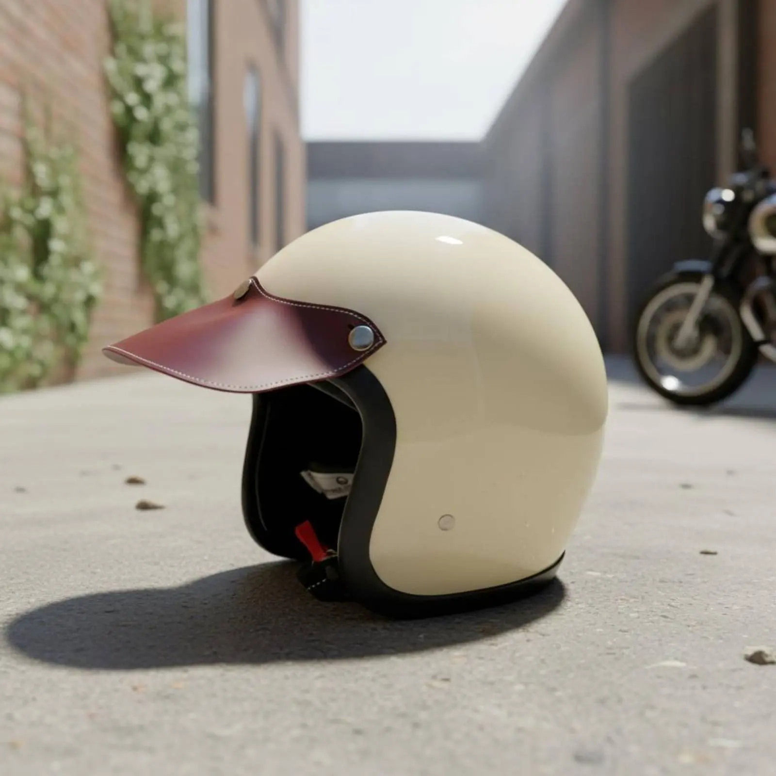 Leather Helmet Visor Stitched Edges Snap-Fastening Visor Extension 3-Snap Helmet Visor Metal Snaps Road Gear Adjustable Fit