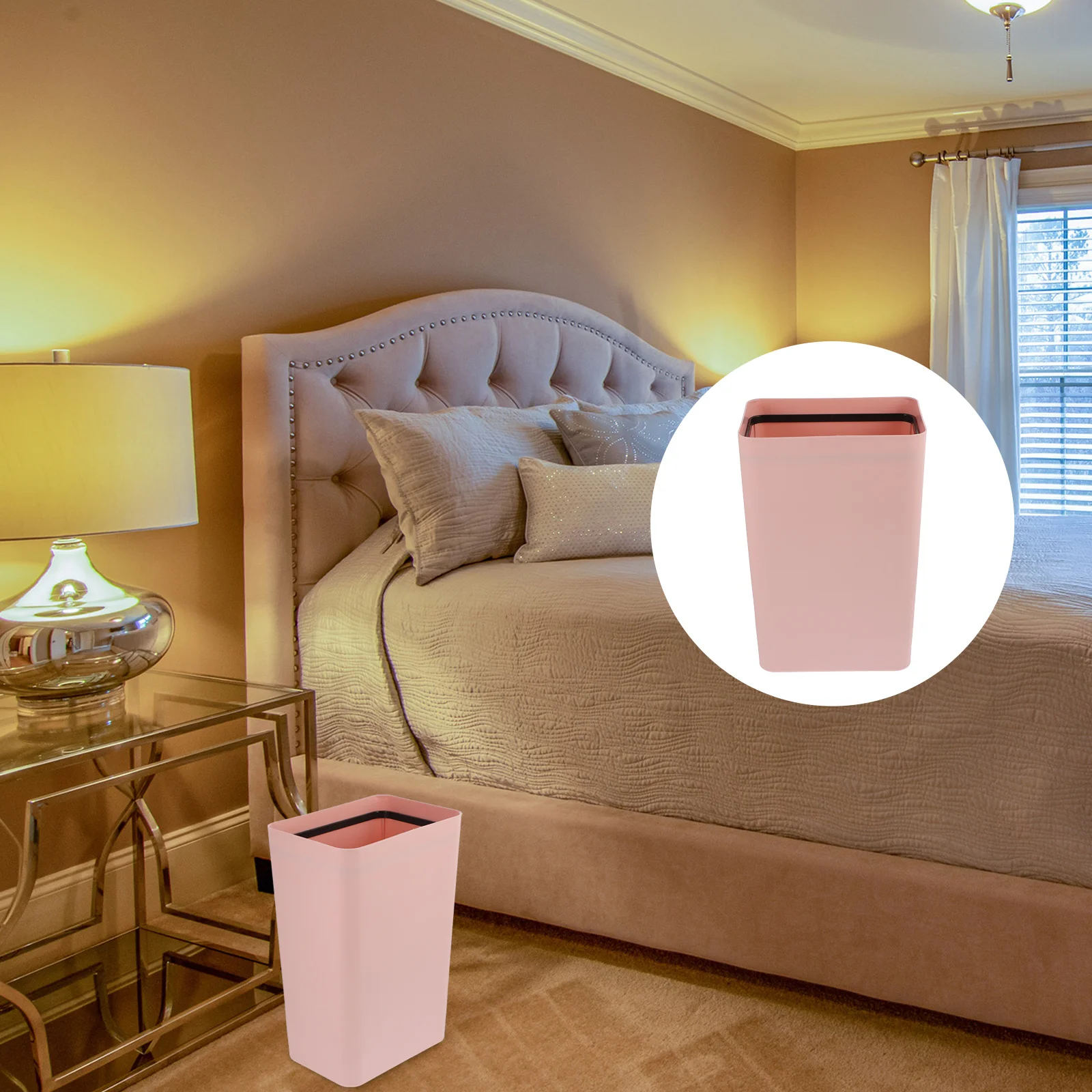 

Rectangle Pink Plastic Trash Can Waste Bin Garbage Container Dustbin For Bedroom Office Household Cleaning Tools