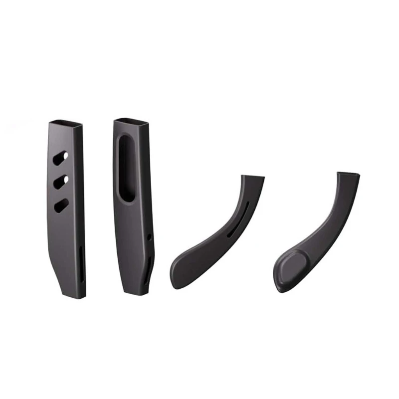462B Black Silicone Glasses Covers, Temple Sleeve Set with Added Grip, Daily Rub Guard and Toolless Slip On Wear for Work and