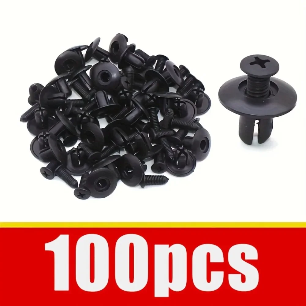 

100pcs 8mm plastic rivets Fasteners Screws Car bumpers Fenders Black rivets Car fasteners for Toyota for Focus for Kia Nissan