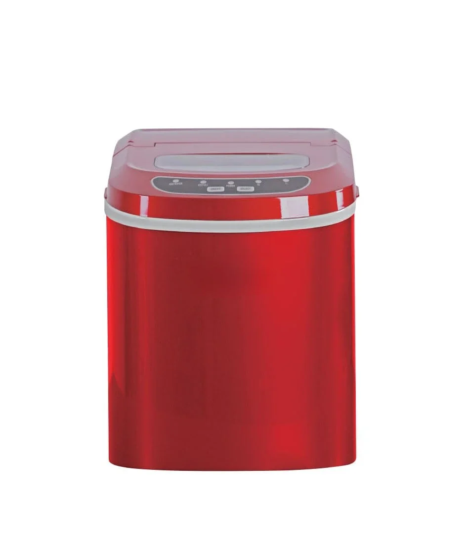 Large Red Compact Ice Maker Machine EFIC102-RED, Medium Size-Quality Ice Making Capability, Convenient for Home or Office, Styli