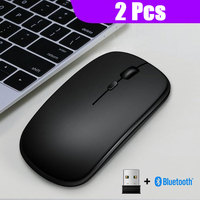 2.4GHz Wireless  + Bluetooth 5.0 Wireless Mouse For Tablet Laptop Computer Ultra Thin Wireless Mice AAA Battery Version