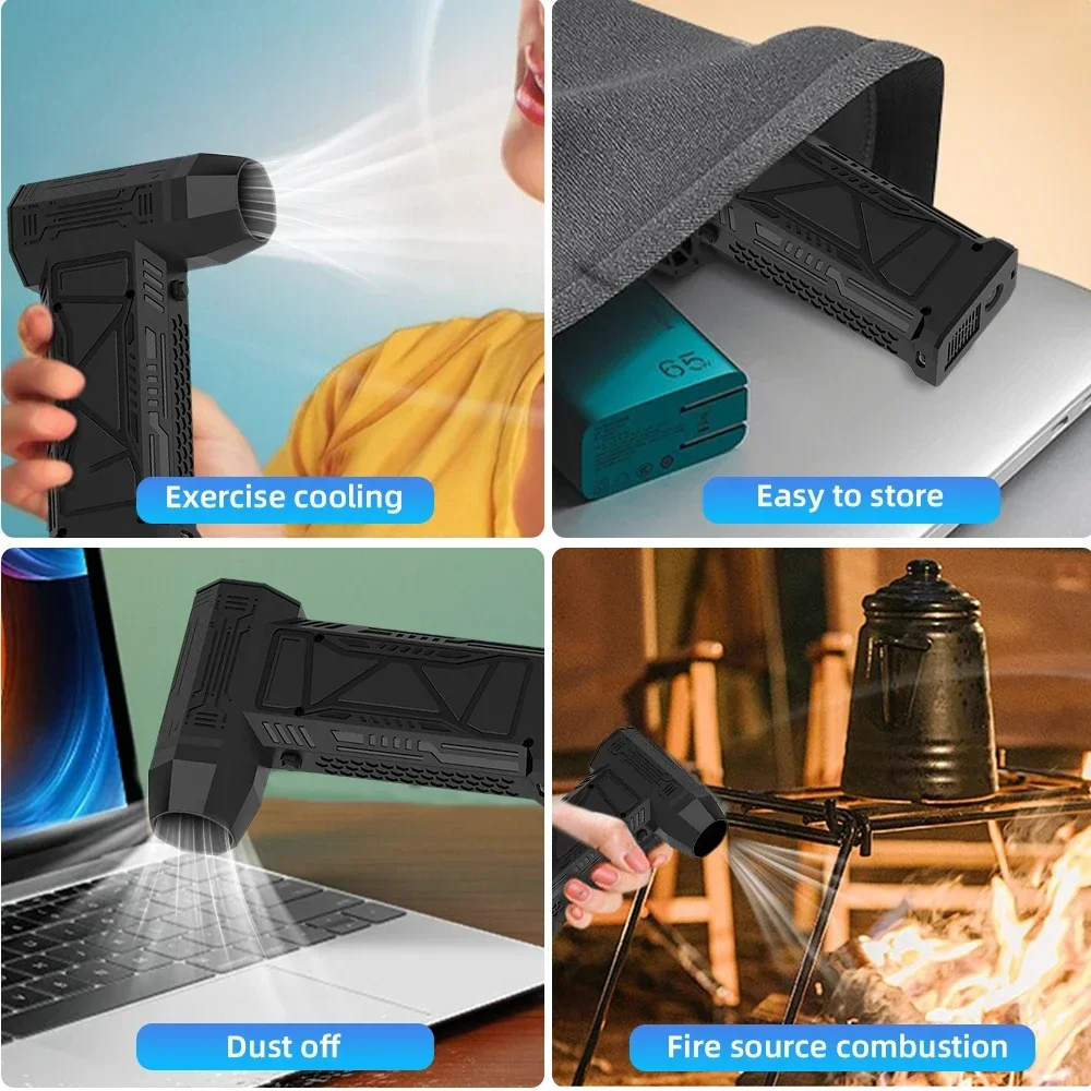 500000RPM Mini Turbo Jet Fan with Led Display&Light Electric Air Duster Adjustable wind speed Blower Rechargeable for computer