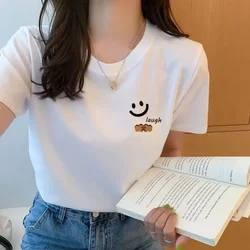 Yaz beyaz tişört kadın kısa kollu öğrenci ulzzang çok yönlü gevşek yarım kollu T-shirt Harajuku BF üst eğilim