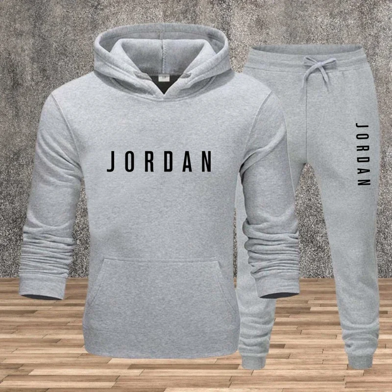 ملابس رياضية جديدة للرجال بلون سادة وأكمام طويلة مكونة من قطعتين سترة وسراويل بقلنسوة لخريف وشتاء 2025 Trendol Trendol #2