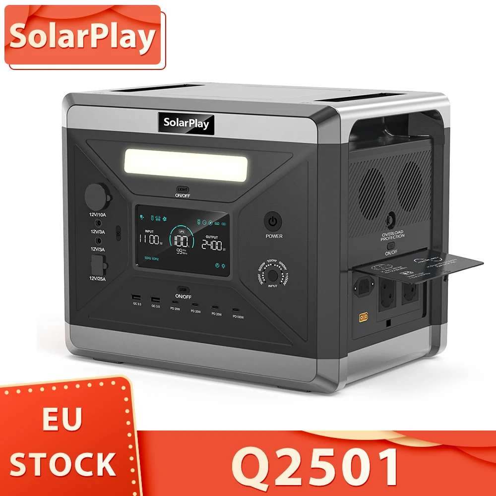 Solarplay q2501 tragbares Kraftwerk 2400w/2160wh lifepo4 Batterie 12 Ausgangs anschlüsse in 1,5