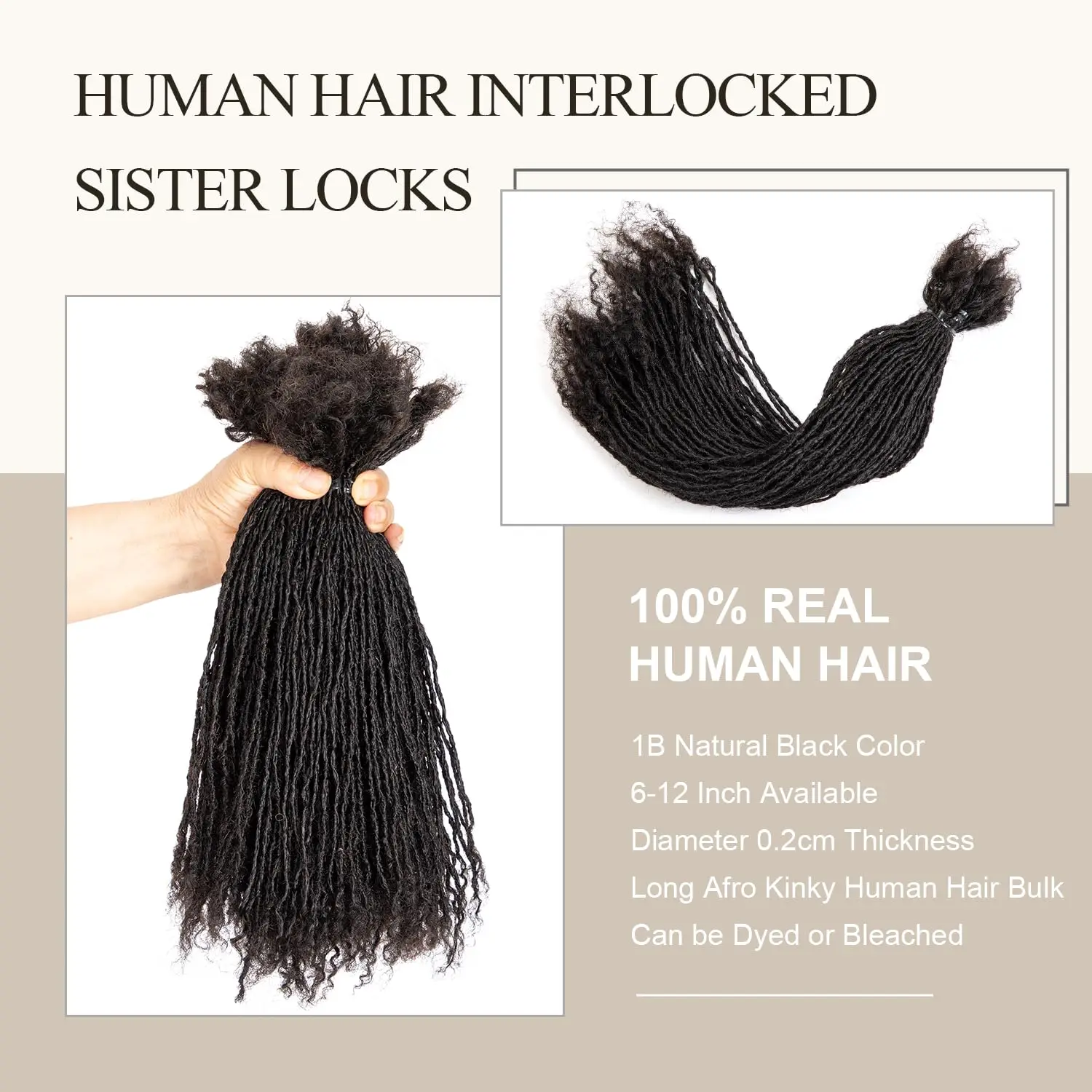 Vbeauty 2 مللي متر صغيرة اليدوية التعشيق Sisterlocks 100% شعر بشري حقيقي دائم مايكرو Locs ملحقات لينة Dreadlock