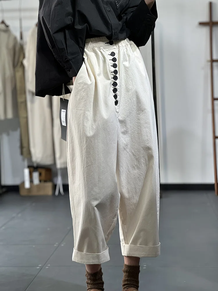 Retro tooling casual pants women's autumn loose design sense niche Harlan pants