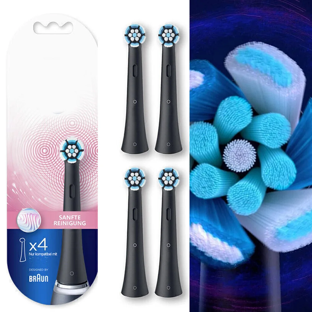 4 Pack Toothbrush Heads Black Or White Brush Heads Deeper Plaque Removal Toothbrush Attachment for Oral-B IO Electric Toothbrush