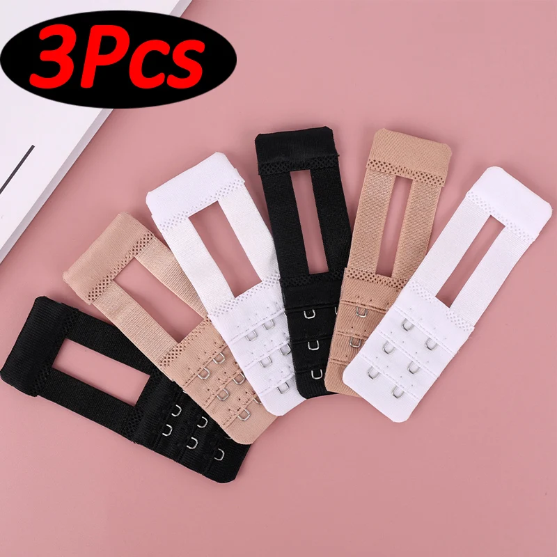 3Pcs Nylon Extenders Buckle Extension for Women Girl 3 Row 3 Hooks Bra Strap Extender Lengthen Tool Hook Intimates Accessoies