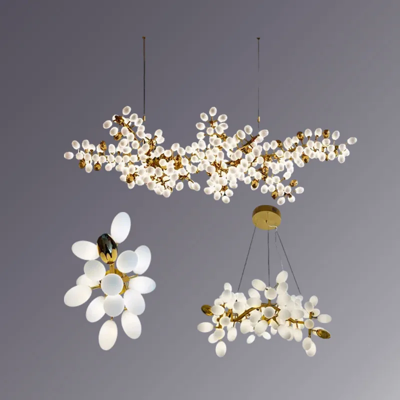 

New Customizable Magic bean Glass Chandelier Pendant Lamp Luster Ceiling Light American Style Brass for Staircase Room