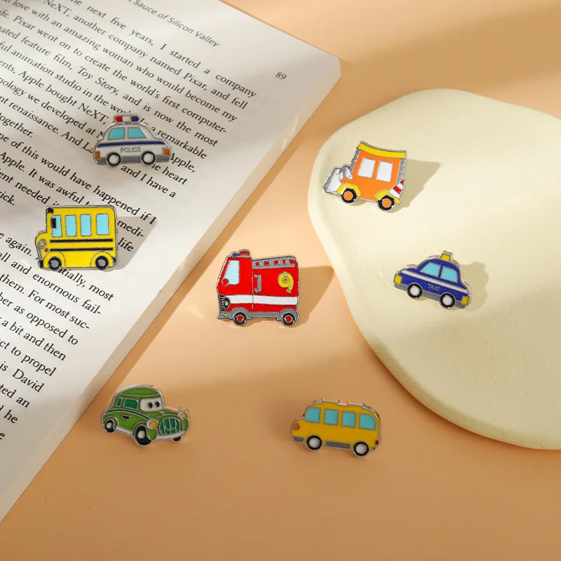 Cartoon Cute Vehicle Car Enamel Pins Travel Bus Holiday Landscape Love Gift Car Alloy Brooch Badge Sweet Woman Jewelry Gift