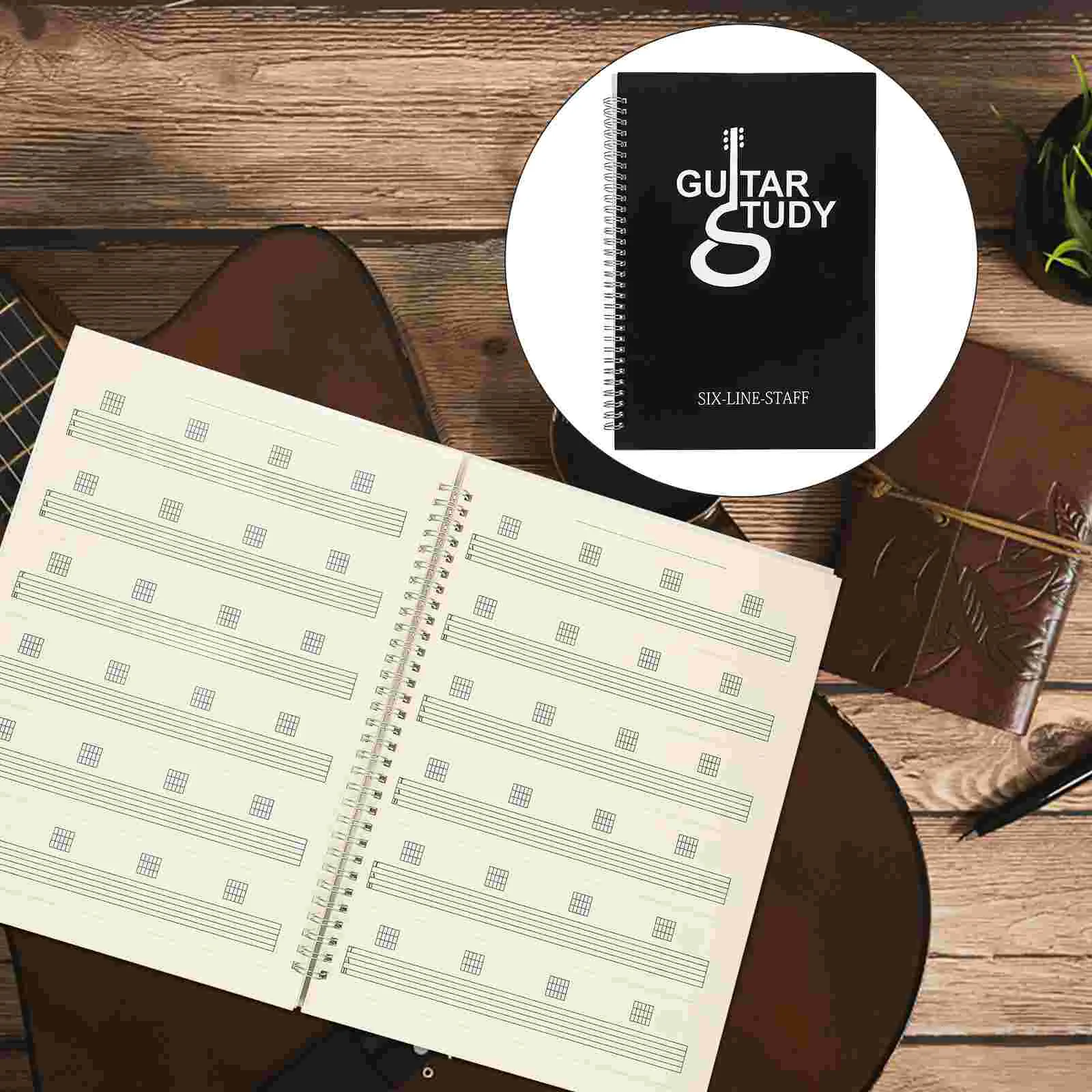 

Six Notebook A4 Blank Guitar Sheet Book Coil Design Pages Lightweight Portable Wear Resistant Waterproof