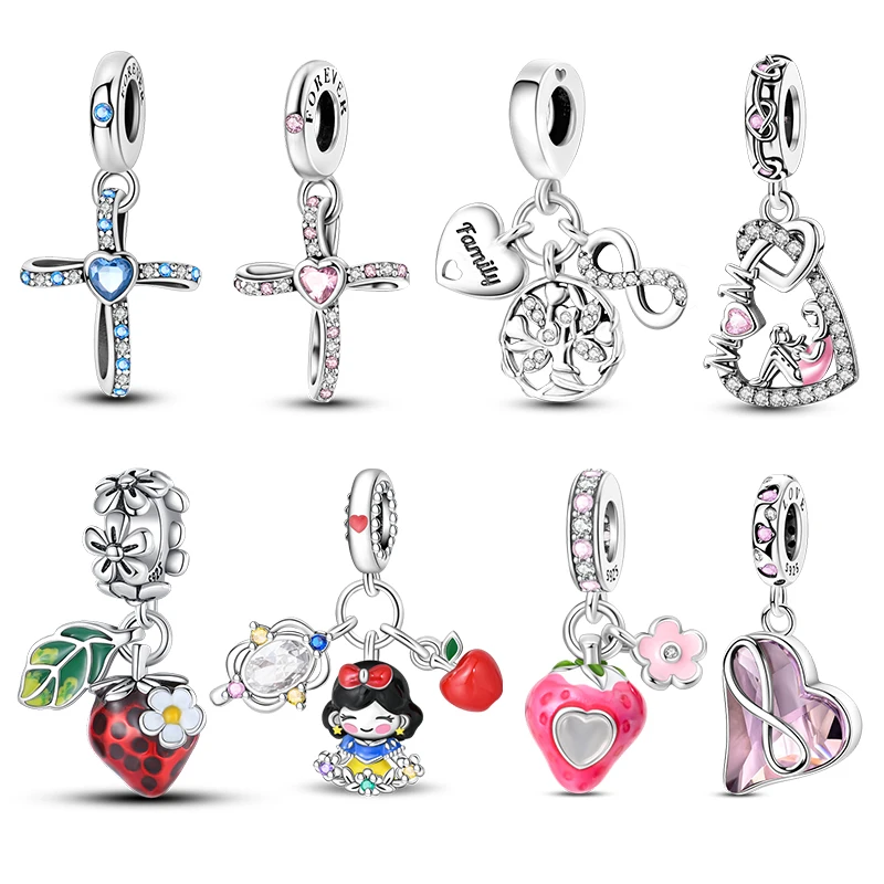 

Original Charms 925 Silver Exquisite Zircon Cross Charms Beads Fits 3mm Original Bracelet Womens DIY Fine Jewelry Gifts Hot Sale