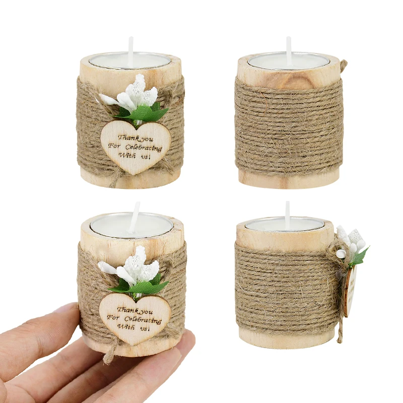 Guest Gift Candle for Wedding Wooden Tealight Candle Holders Bridal Shower Thank You Gifts for Baby Shower Christmas Candlestick