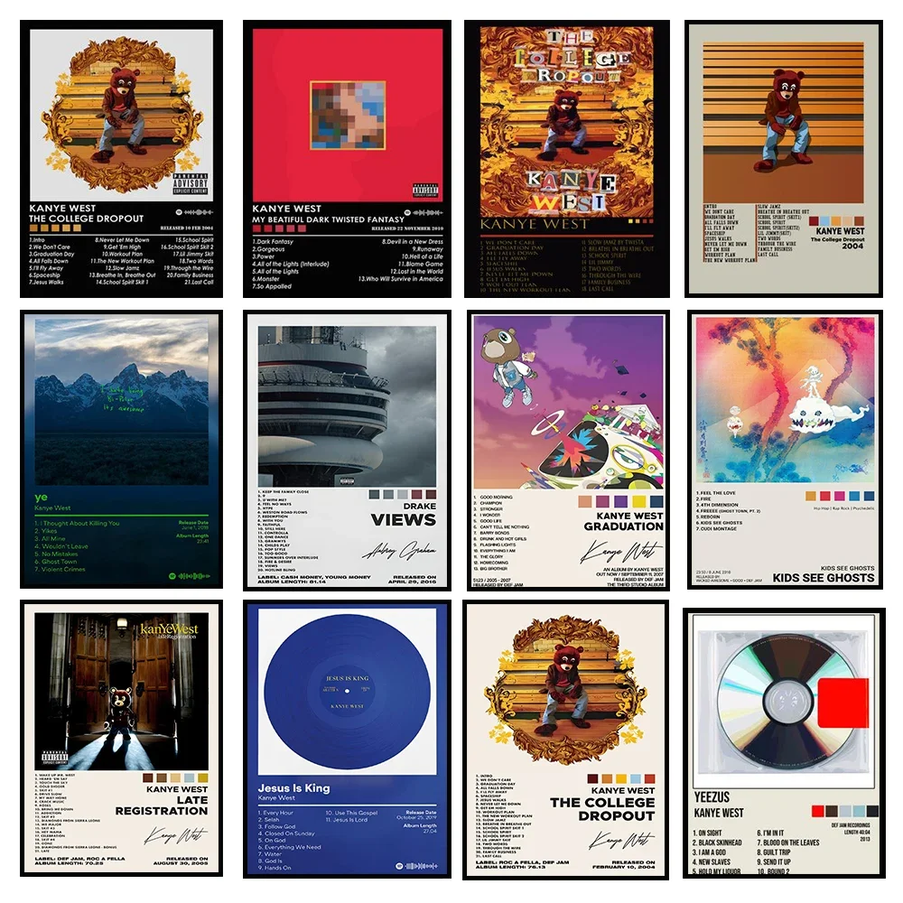 Landscape album cover wall art, music themed decorative paintings, frameless posters for music enthusiasts