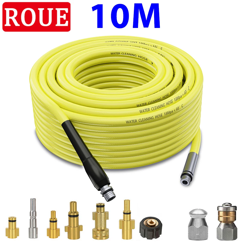 ROUE 10M Sewer Cleaning Hose High Pressure Hose Sewage Pipe Clean Nozzle for Karcher K2 K3 K4 K5 K6 K7Bosch High Pressure Washer