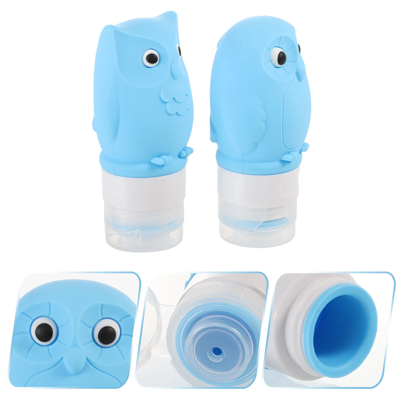 2Pcs Cartoon Owl Silicone Travel Bottles Leakproof Refillable Shampoo Lotion Containers Portable Travel Bottle Makeup Remover