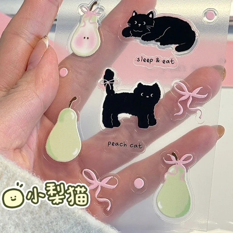 1pc Balletstijl Kat Tablet Sticker Driedimensionale Leuke Naadloze Ccd Mobiele Telefoon Computer DIY Sticker