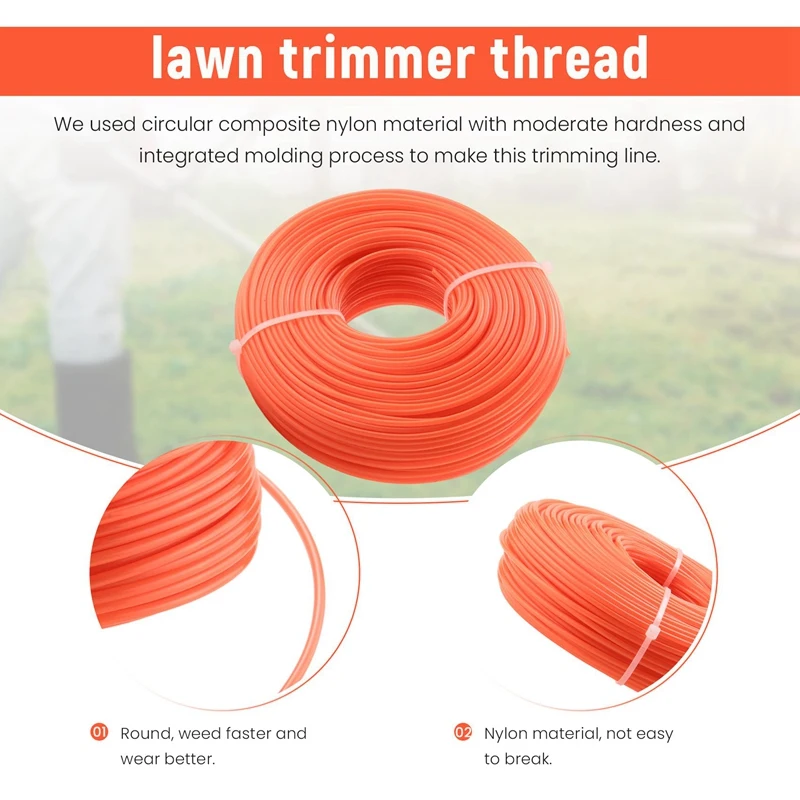 Nylon Trimmer Line, Diameter 2.4 Mm,Length 86M,Round Grass Trimmer, Thread, Weed Trimmer, Brush Cutter Threads For Park