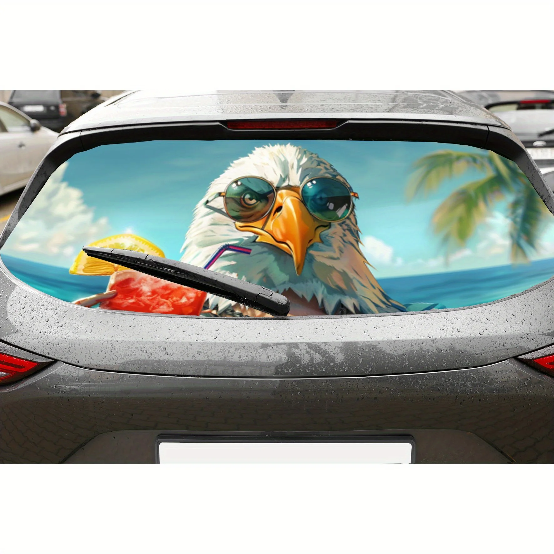 

Пляжный орел летом океан, виниловая наклейка на заднее окно автомобиля, авто художественная наклейка, самоклеящаяся водонепроницаемая наклейка на заднее окно