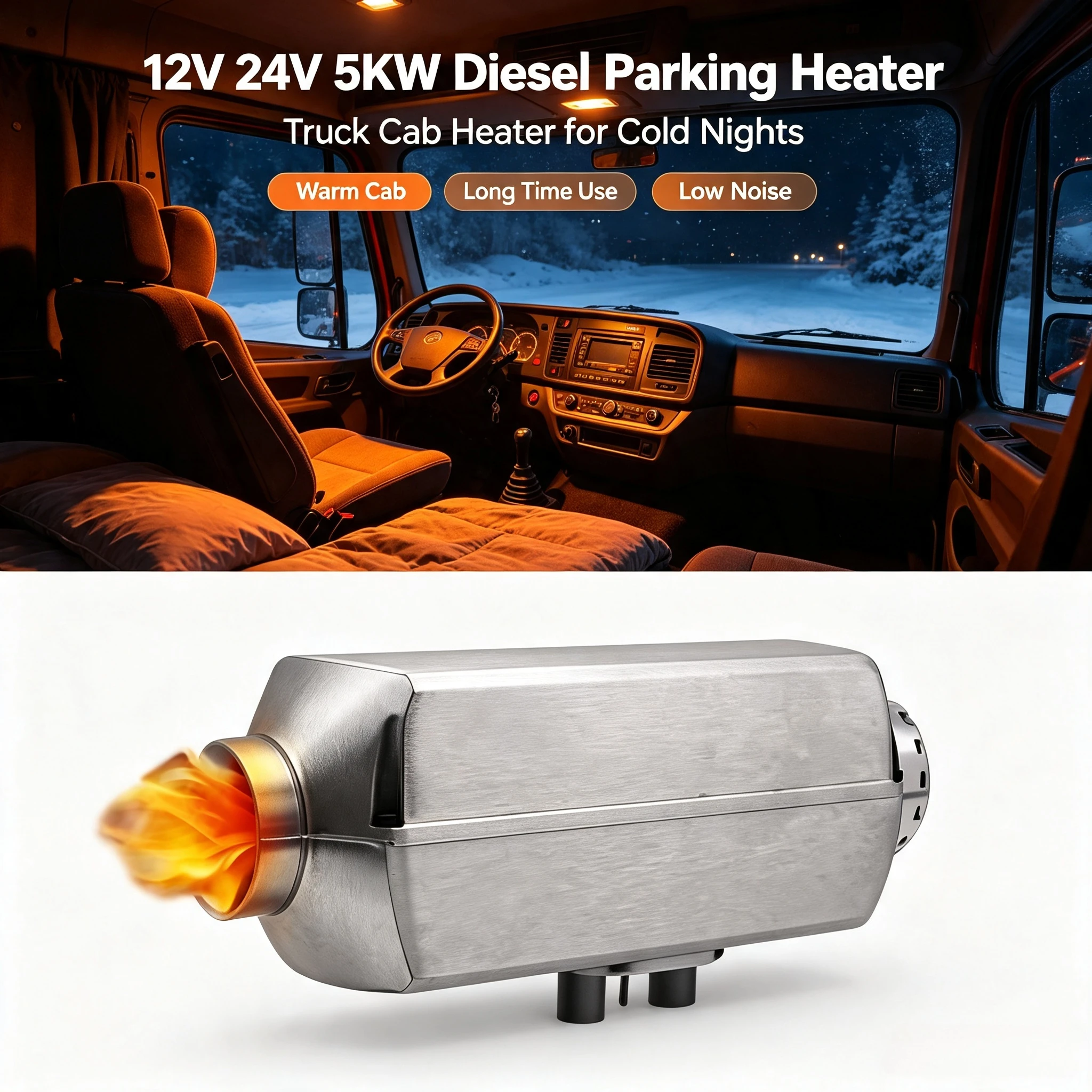 12V 24V 5KW Air Diesel Parking Heater Efficient Vehicle Heater Remote Operated Heating Device for RV Truck Van Trailer Boat