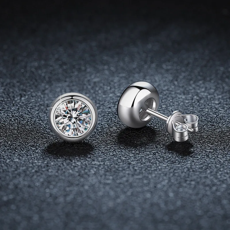 

GL S925 Pure Silver Classic Bubble Earrings with Silver Posts, High-End Minimalist Round Moissanite Stud Earrings