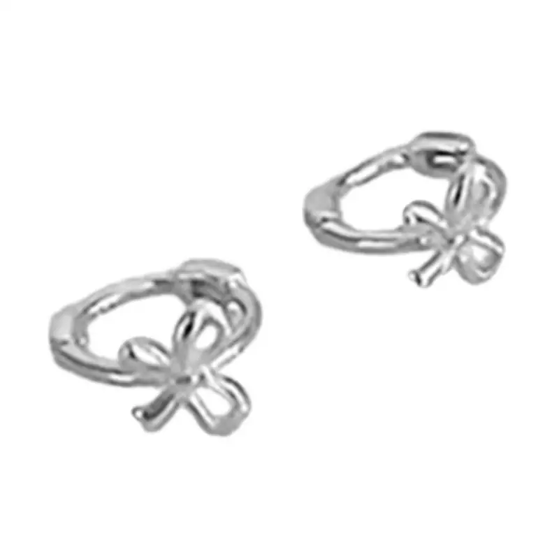 31BB Minimalist Ear Piercing Jewelry Simple Butterfly Knot Accessory Bow Ear Clips Y2K Bowknot Studs Accessories